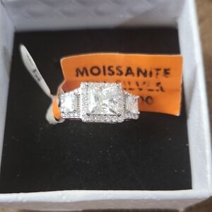 Three-Stone Halo Engagement Ring in Silver